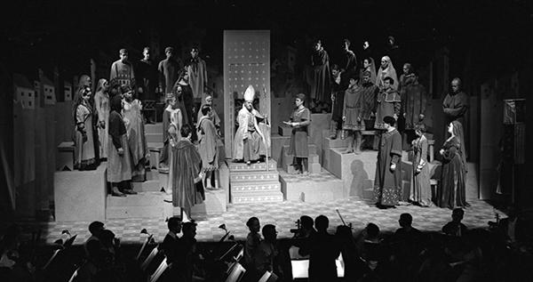 opera production on stage with orchestra